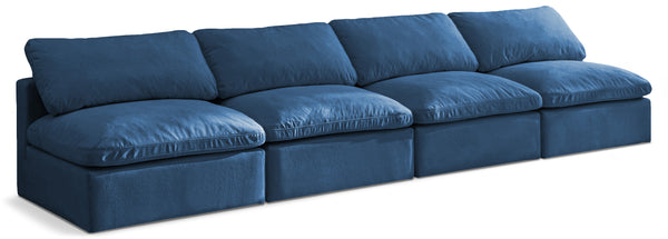 Plush Navy Velvet Standard Comfort Modular Sofa