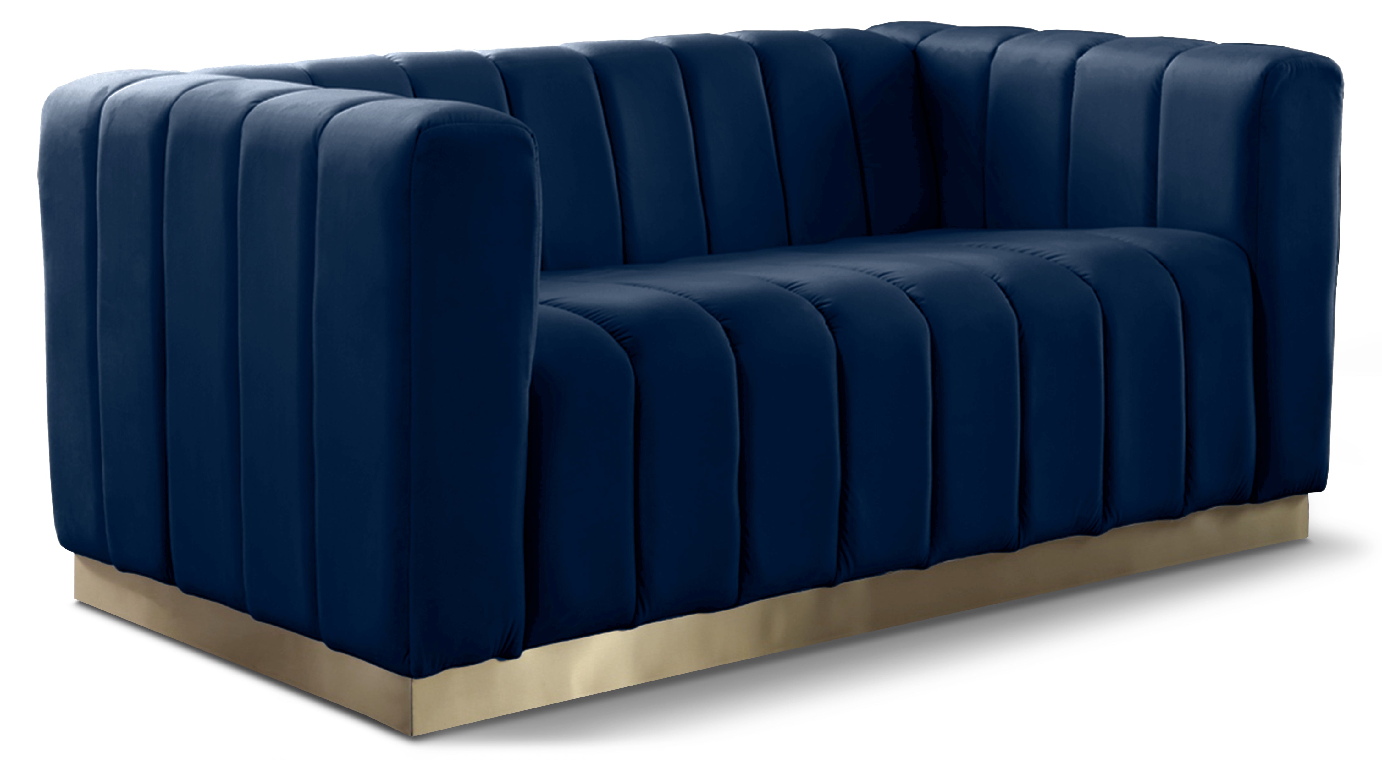 Marlon Navy Velvet Loveseat