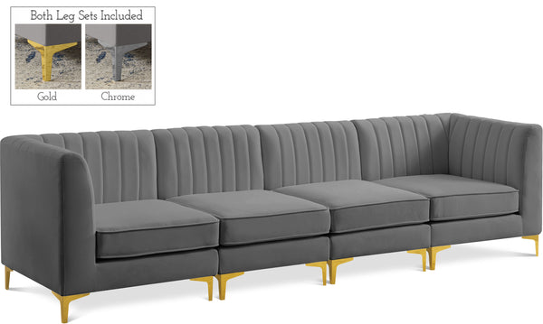 Alina Grey Velvet Modular Sofa