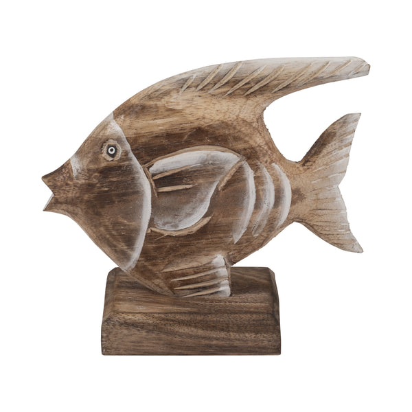 Wood, 8" Angel Fish, Natural