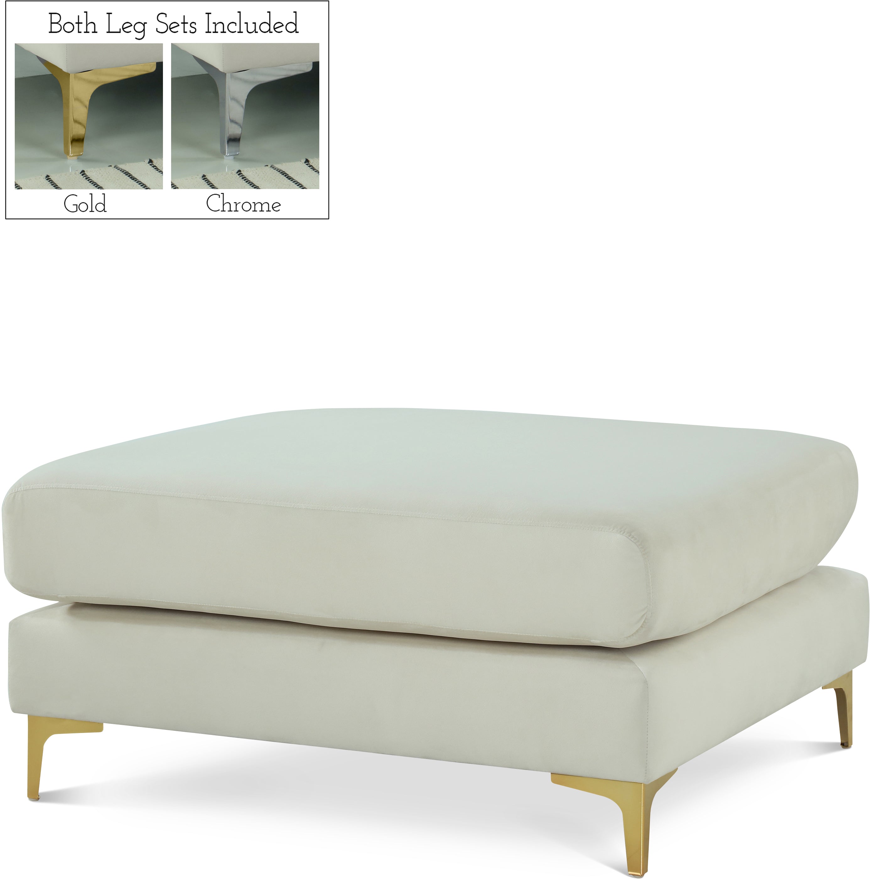 Julia Cream Velvet Modular Ottoman