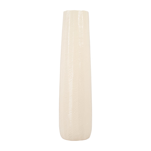 Cer, 24" Etched Lines Cylinder Vase, Cotton