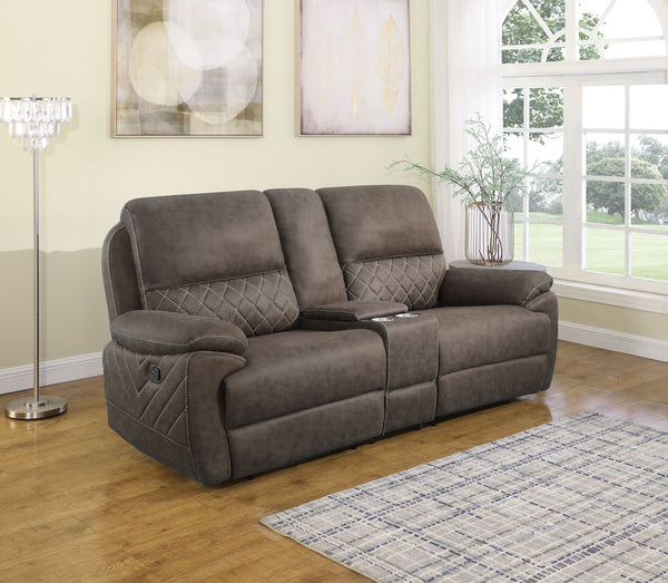 Variel Upholstered Tufted Motion Loveseat with Console