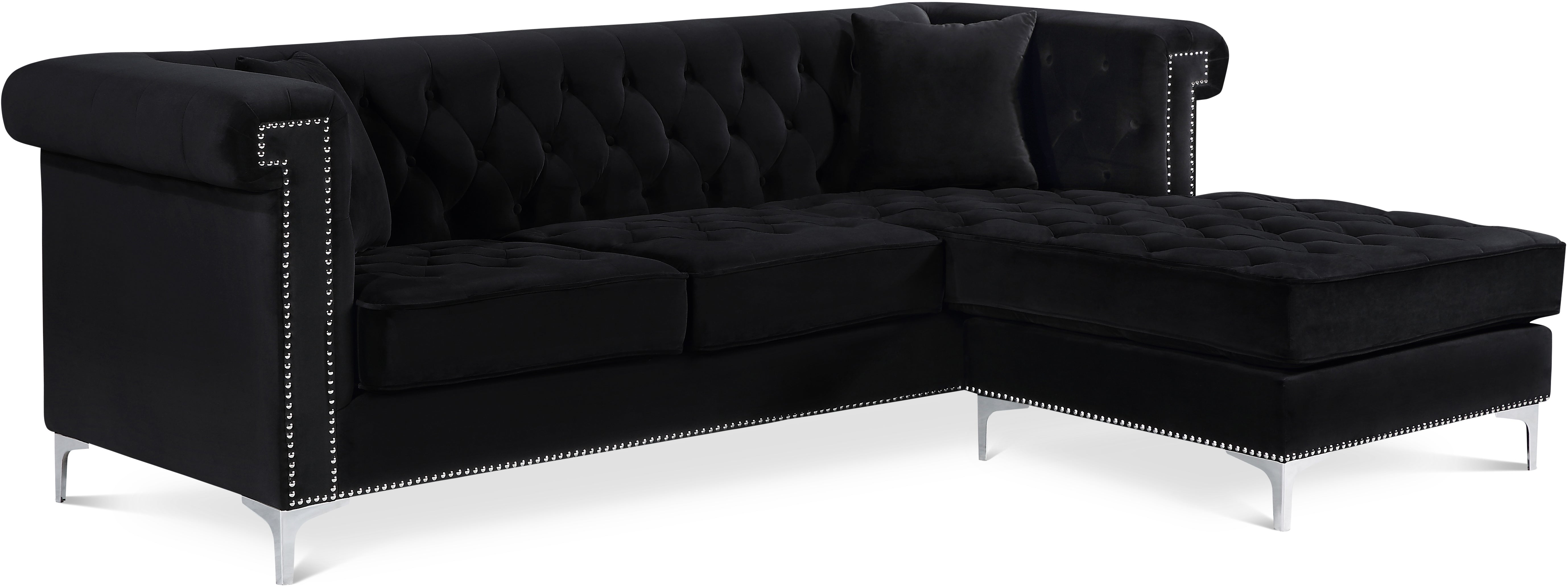 Damian Black Velvet 2pc. Reversible Sectional