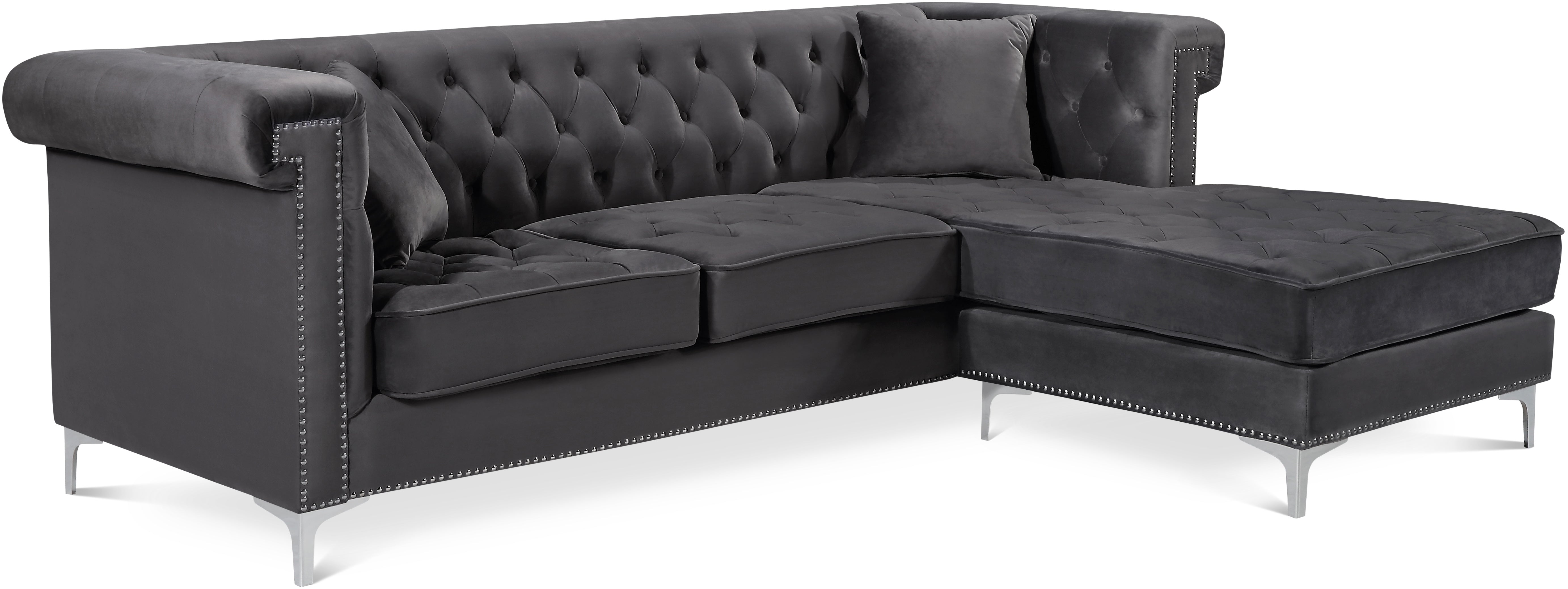 Damian Grey Velvet 2pc. Reversible Sectional