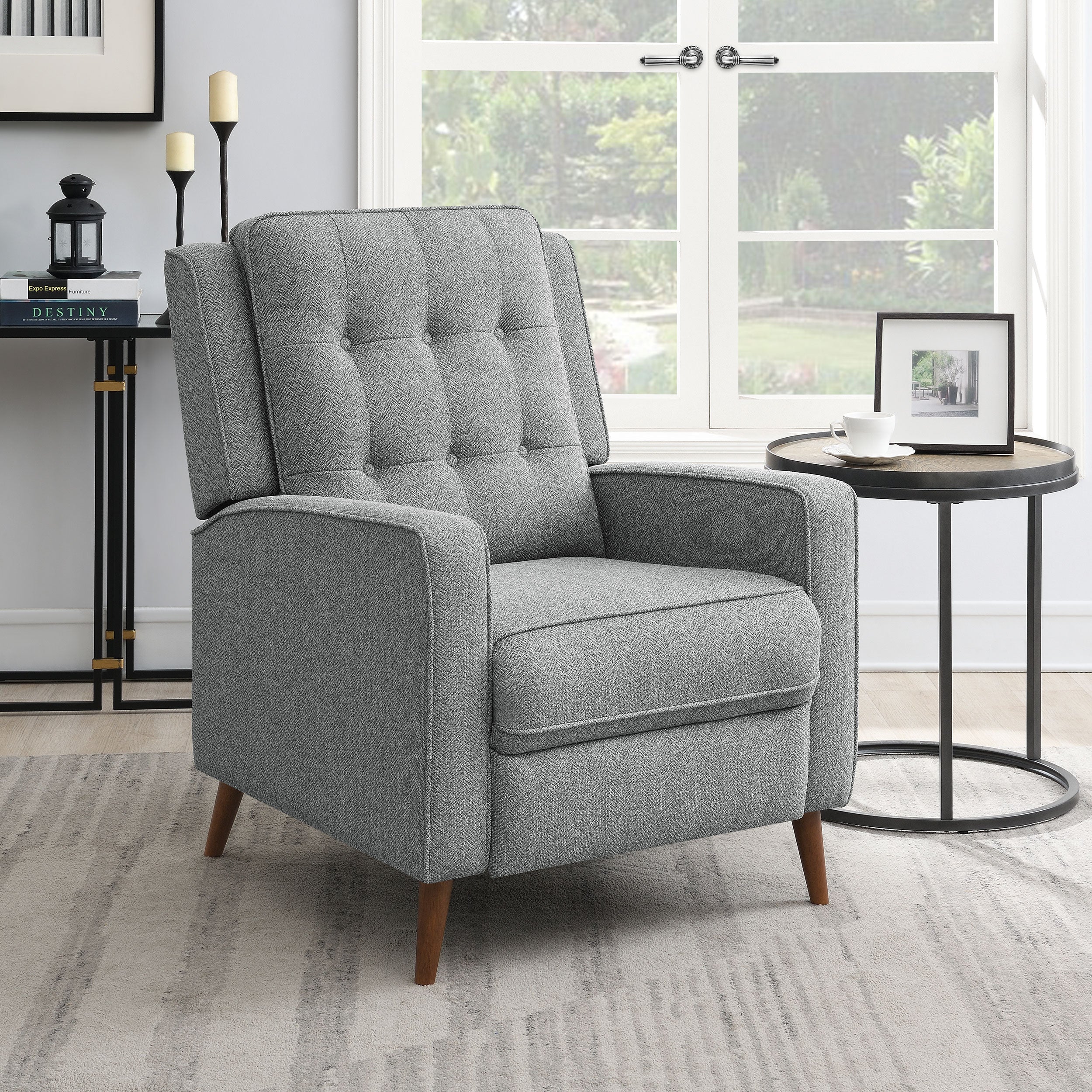 Davidson Upholstered Tufted Push Back Recliner Grey