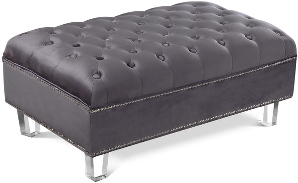 Lucas Grey Velvet Ottoman