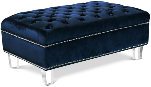 Lucas Navy Velvet Ottoman