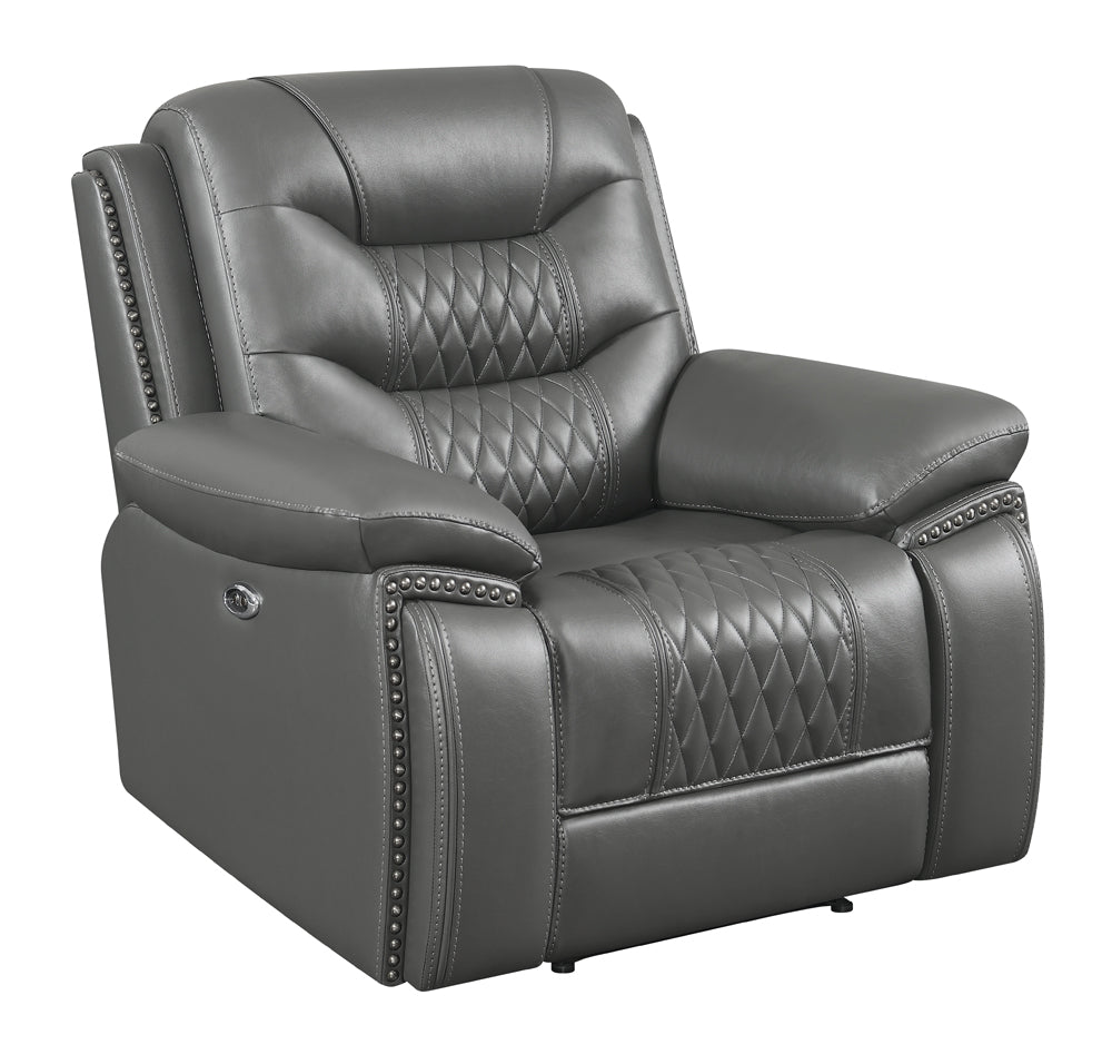 Flamenco Tufted Upholstered Power Recliner Charcoal