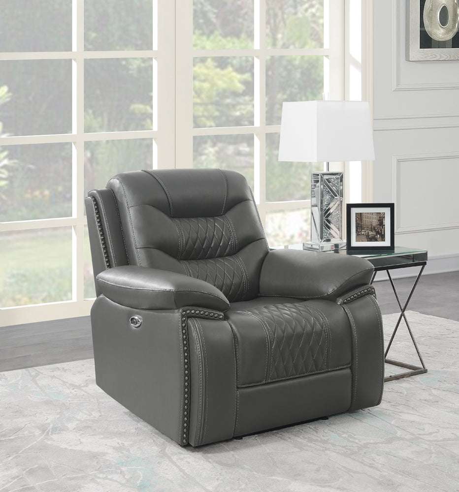 Flamenco Tufted Upholstered Power Recliner Charcoal