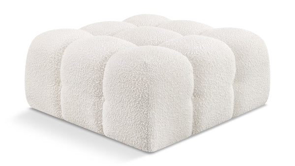 Ames Cream Boucle Fabric Ottoman