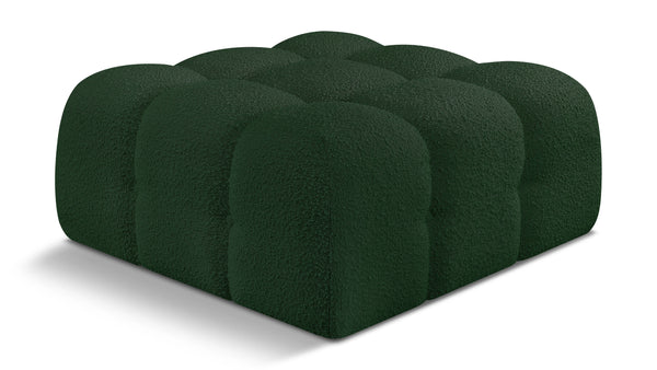 Ames Green Boucle Fabric Ottoman