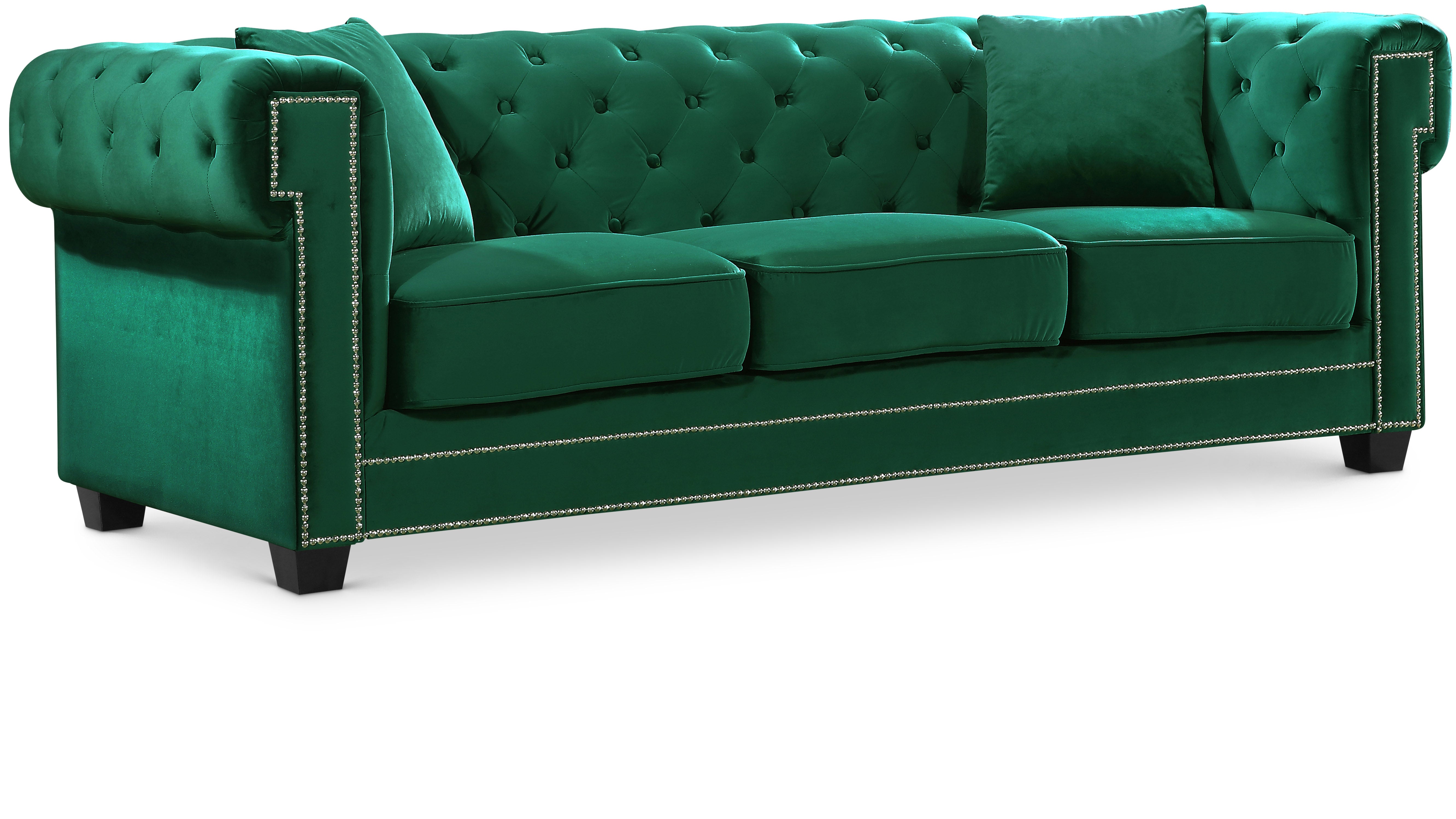 Bowery Green Velvet Sofa