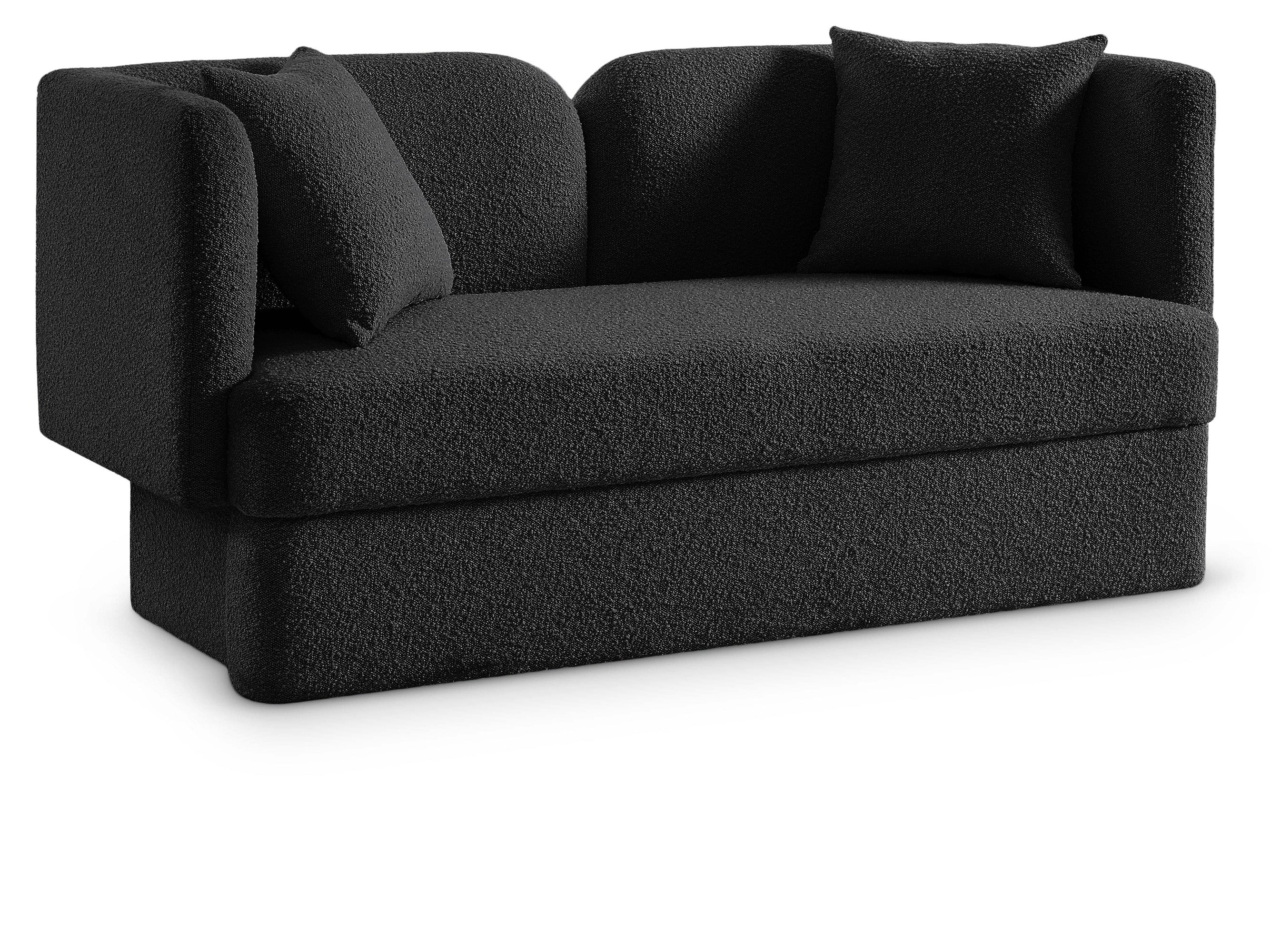 Marcel Black Boucle Fabric Loveseat