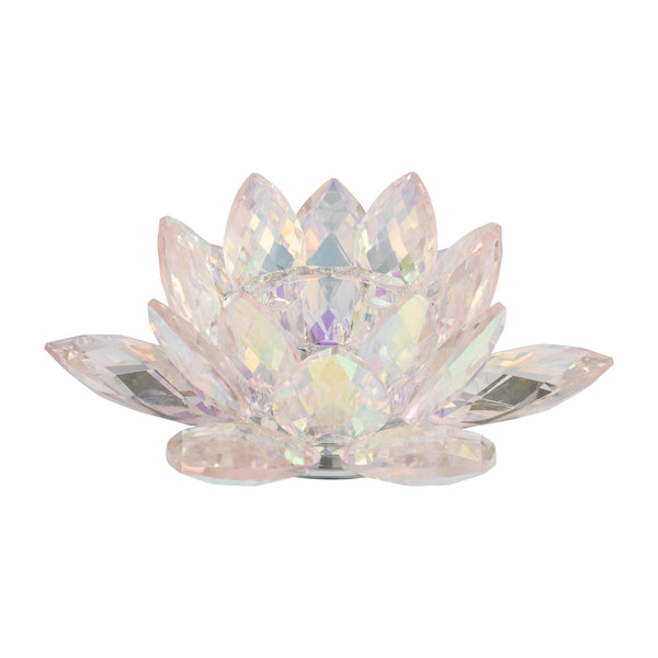 Blush Crystal Lotus Votive Holder 8.25"