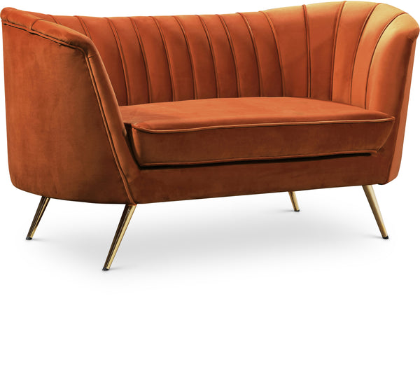 Margo Cognac Velvet Loveseat