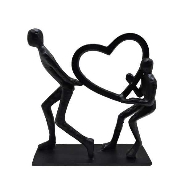 Metal 10"h Heart Couple, Black