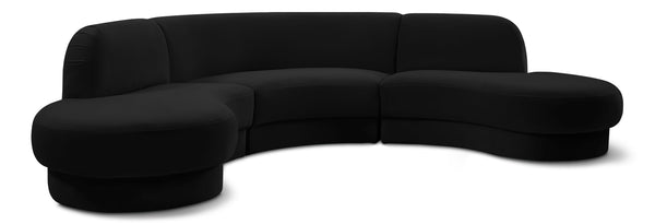 Rosa Black Velvet 3pc. Sectional (3 Boxes)