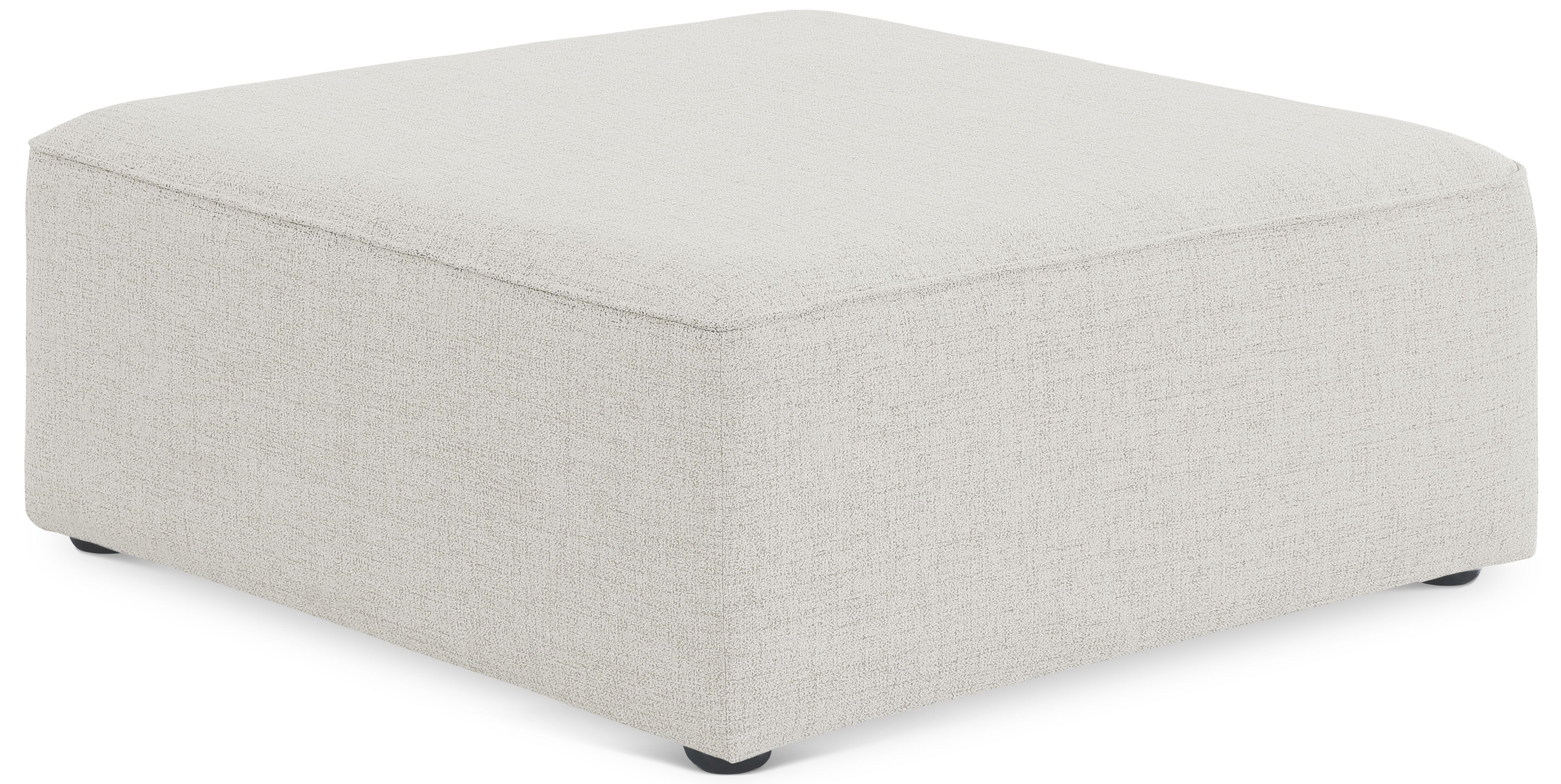 Cube Cream Durable Linen Textured Ottoman