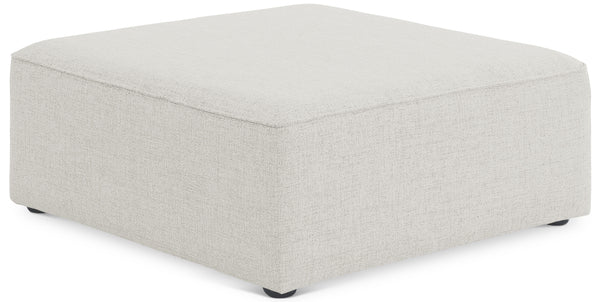 Cube Cream Durable Linen Textured Ottoman