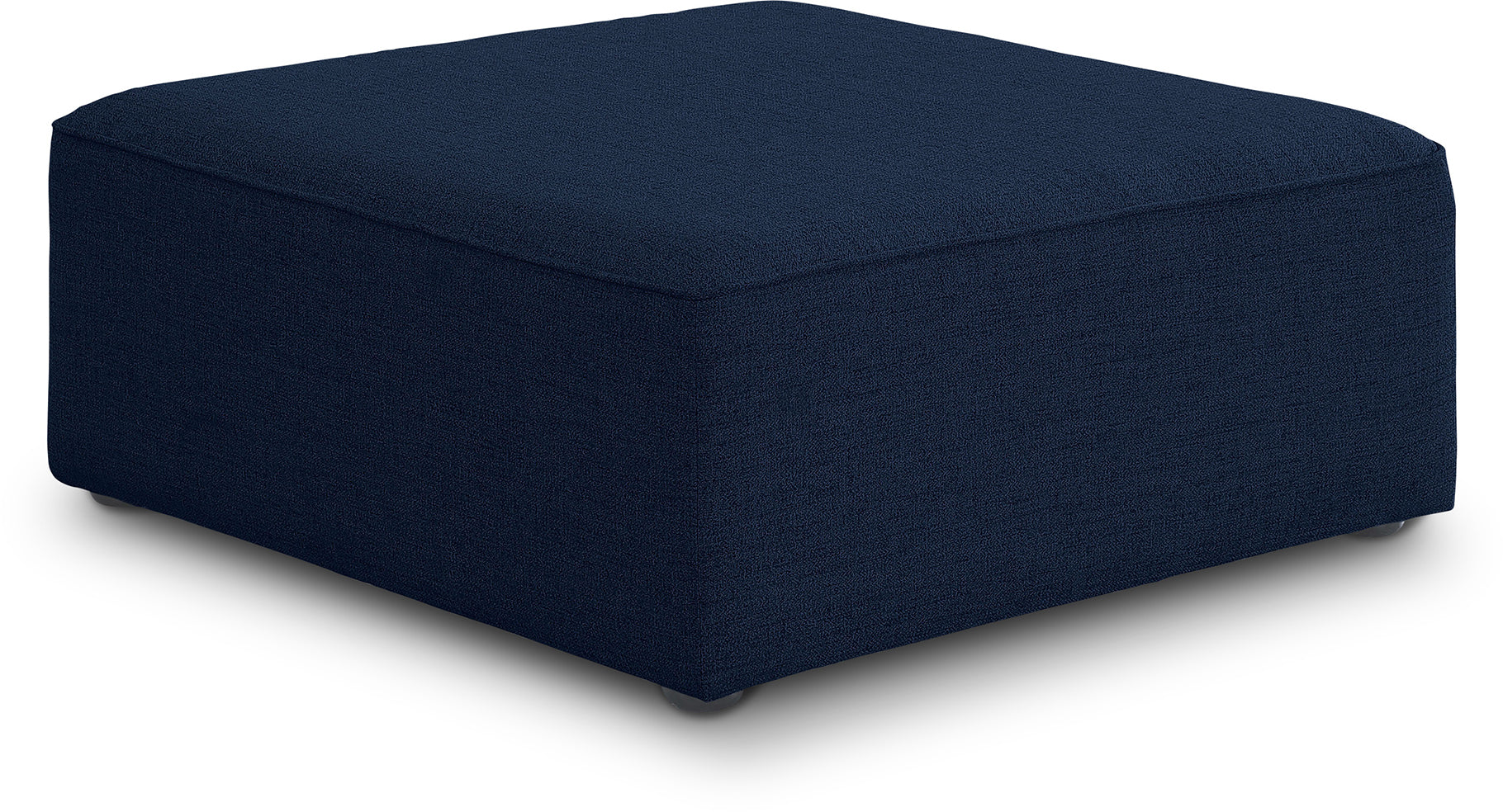 Cube Navy Durable Linen Textured Ottoman