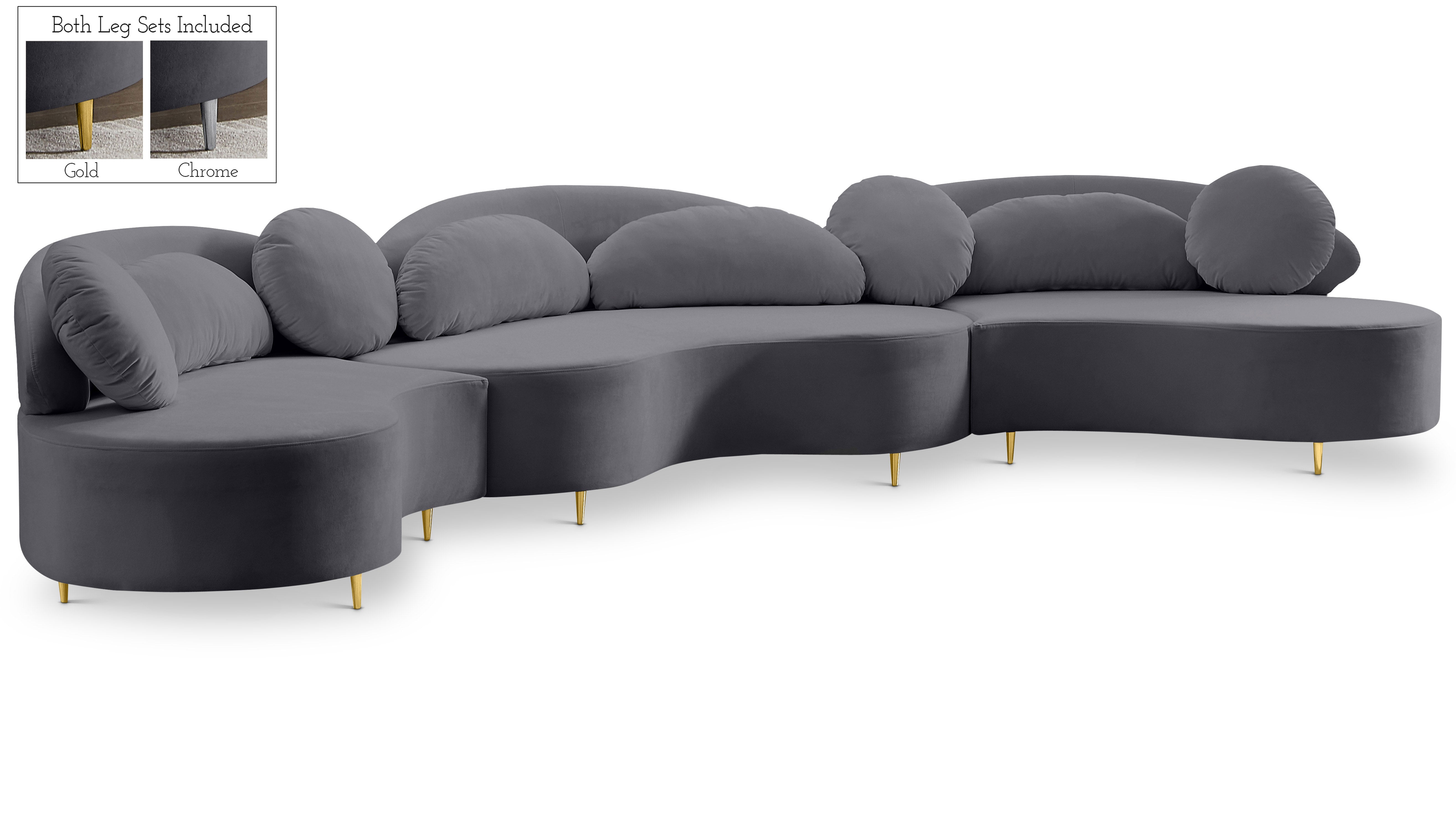 Vivacious Grey Velvet 3pc. Sectional (3 Boxes)