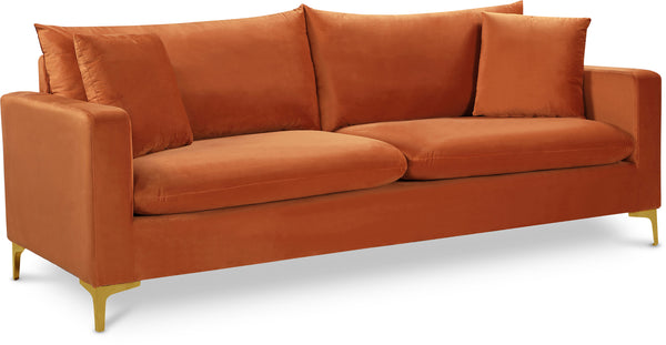 Naomi Cognac Velvet Sofa