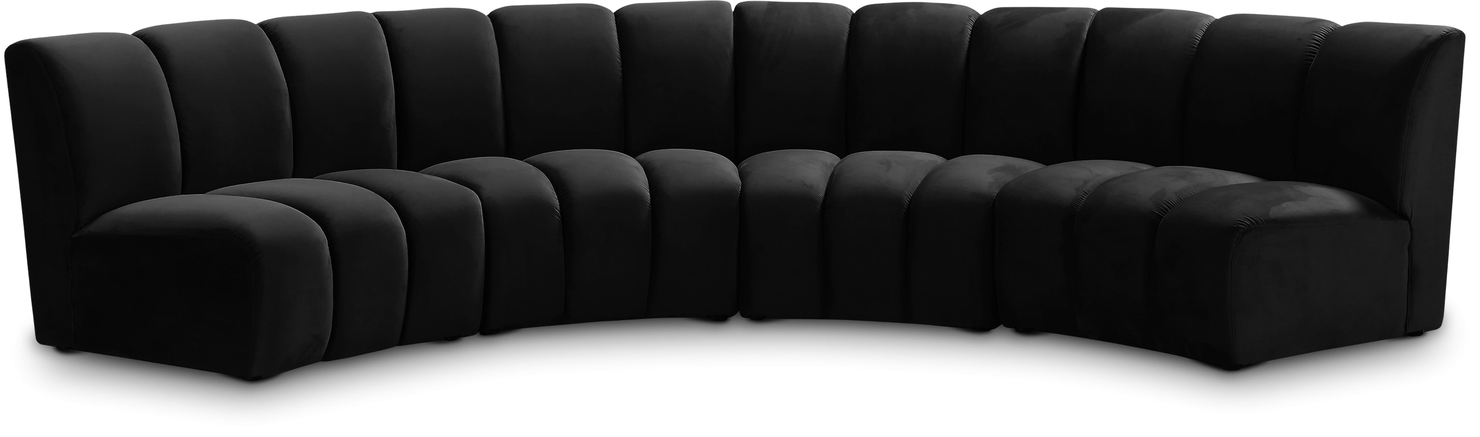 Infinity Black Velvet 4pc. Modular Sectional