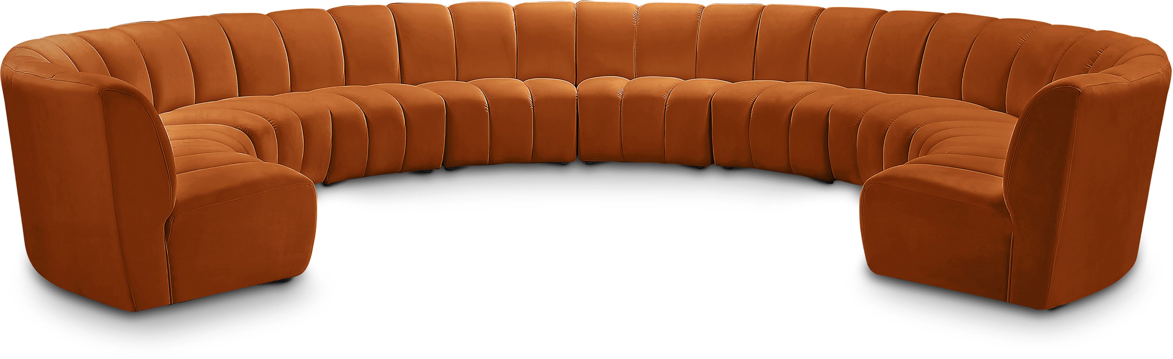 Infinity Cognac Velvet 10pc. Modular Sectional