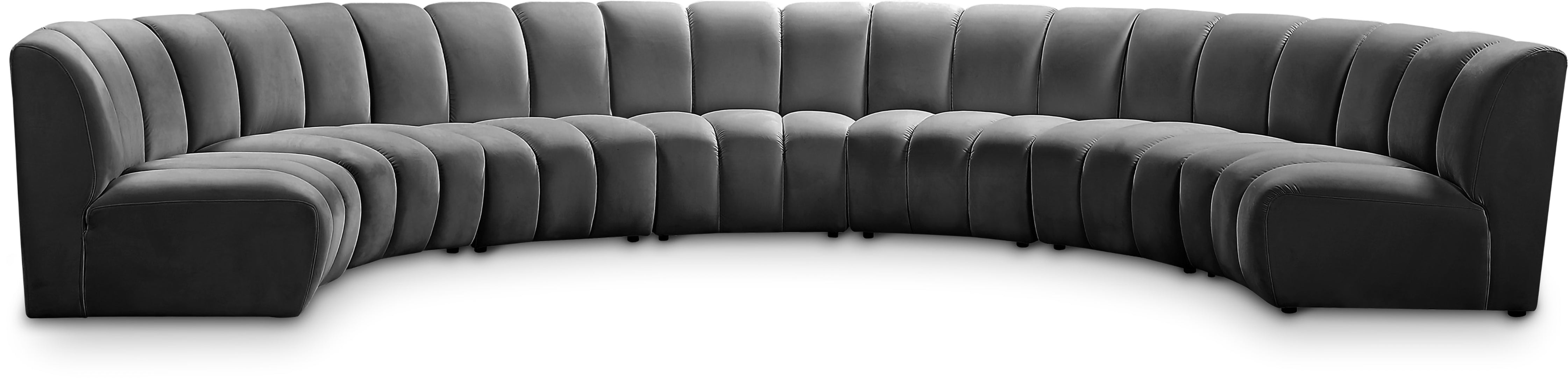 Infinity Grey Velvet 7pc. Modular Sectional