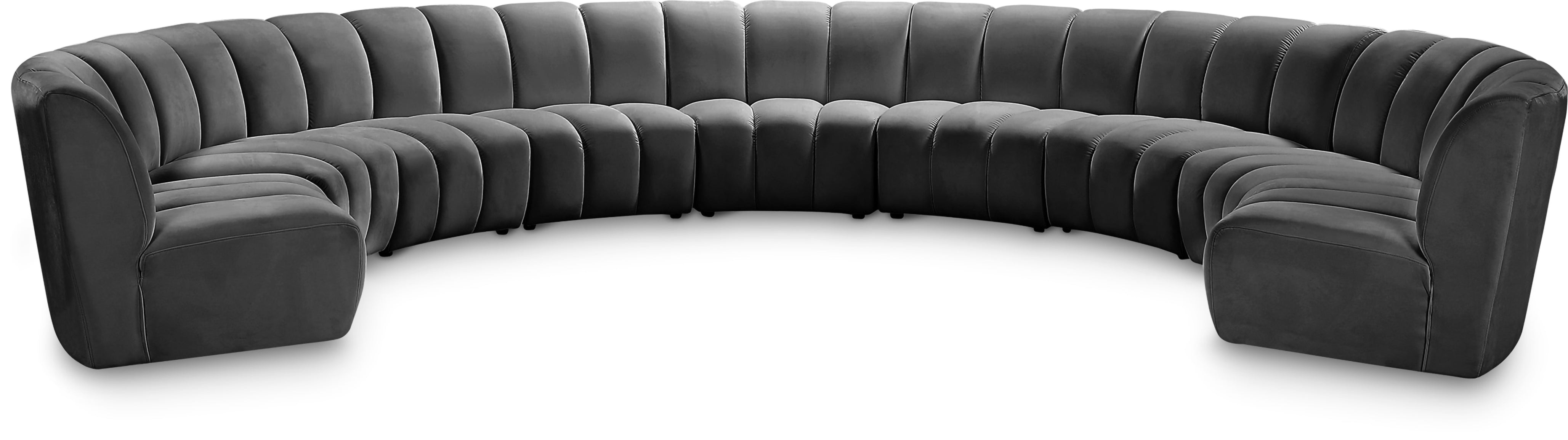 Infinity Grey Velvet 9pc. Modular Sectional