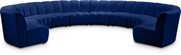 Infinity Navy Velvet 10pc. Modular Sectional