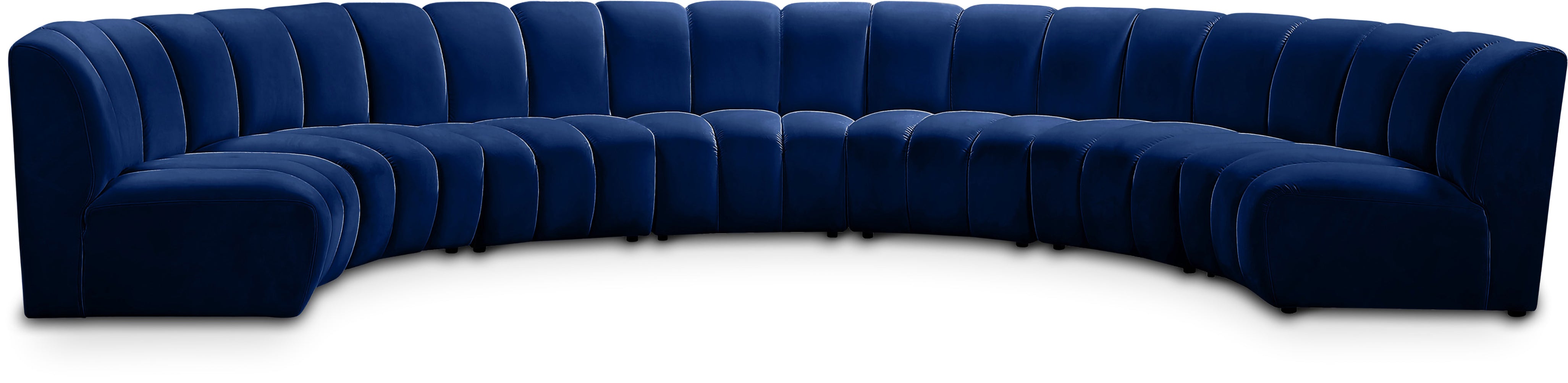 Infinity Navy Velvet 7pc. Modular Sectional