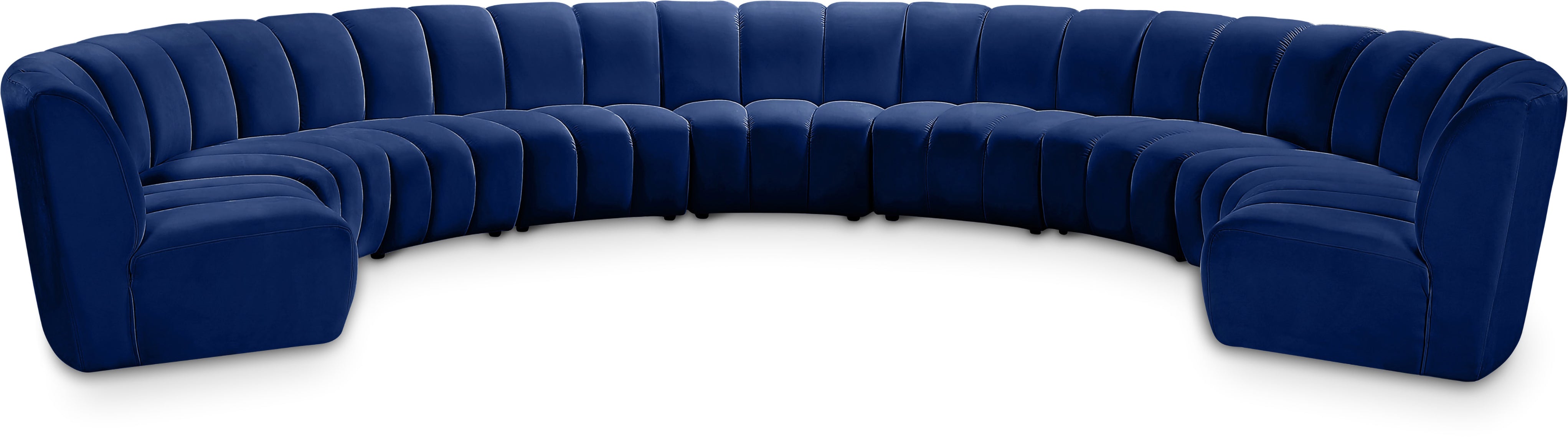 Infinity Navy Velvet 9pc. Modular Sectional