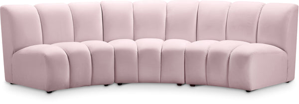 Infinity Pink Velvet 3pc. Modular Sectional