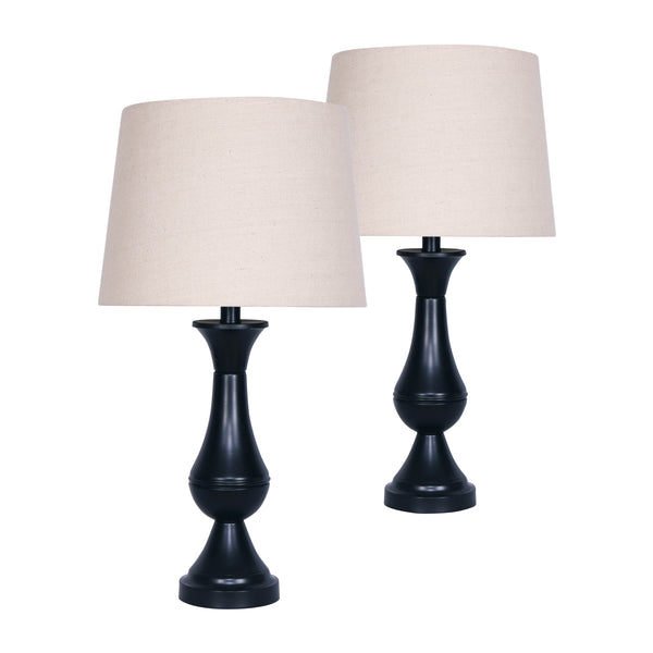 Resin, S/2 25" Teardrop Table Lamps, Black