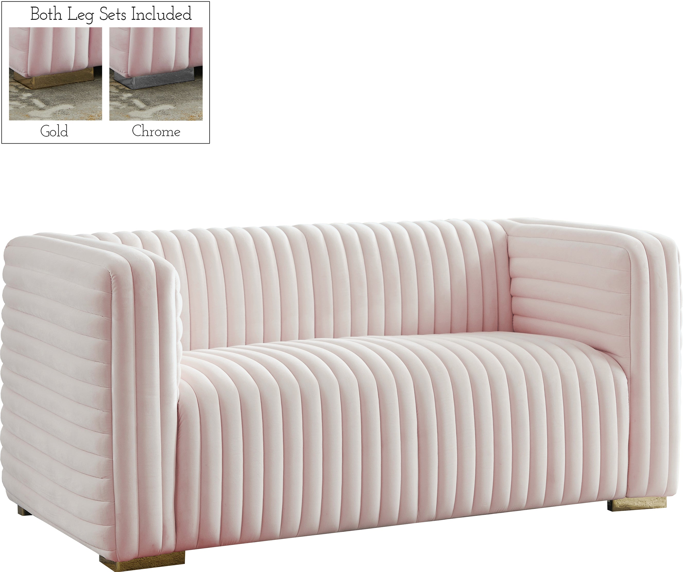 Ravish Pink Velvet Loveseat