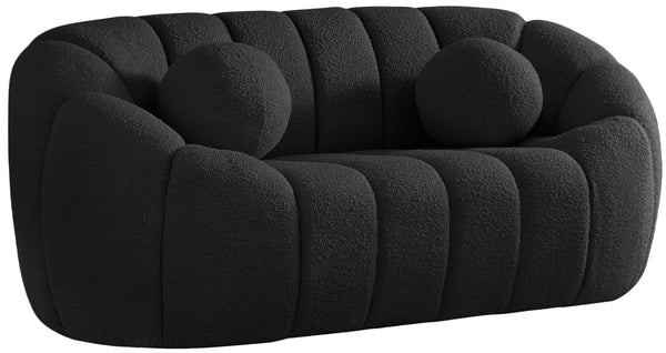 Elijah Black Boucle Fabric Loveseat