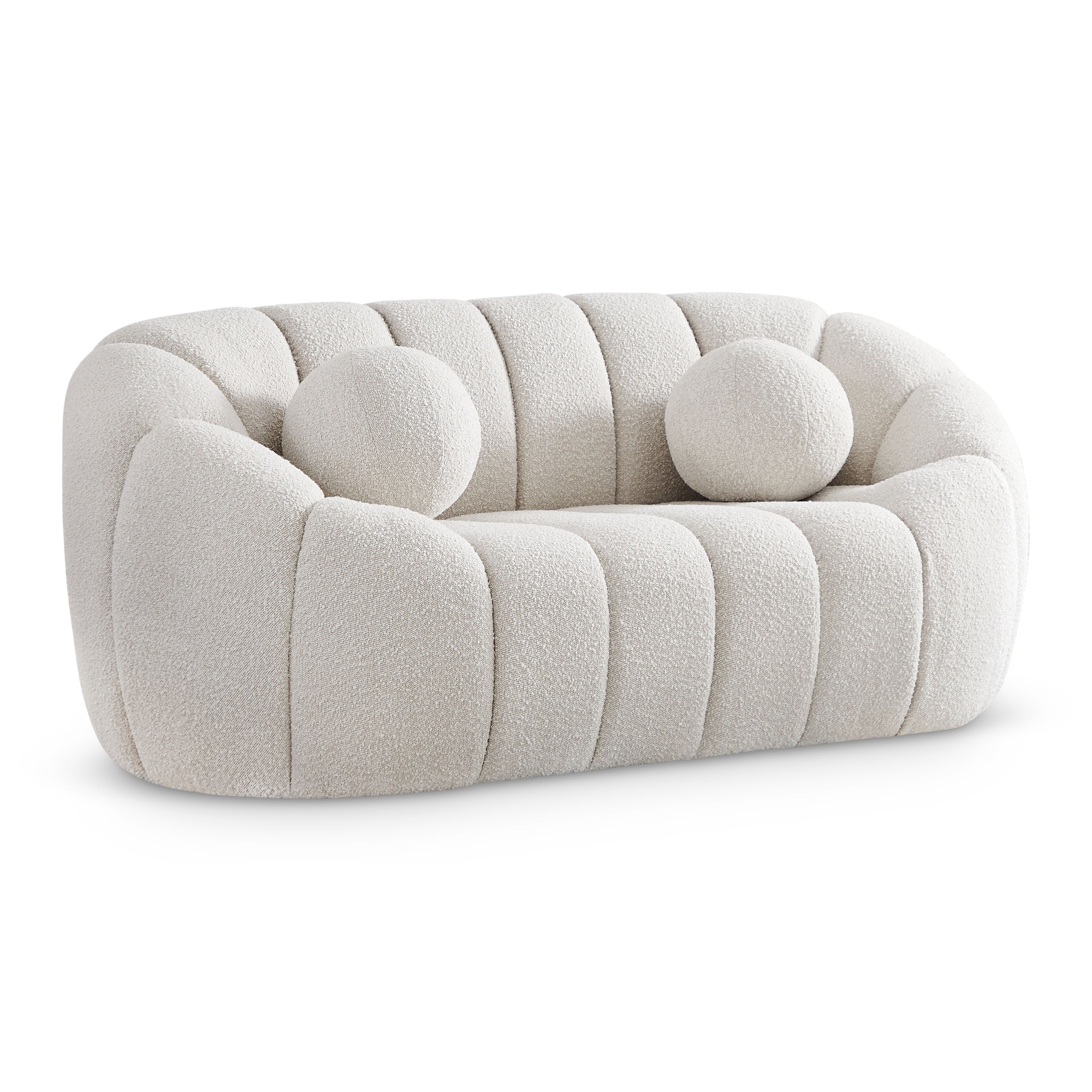 Elijah Cream Boucle Fabric Loveseat