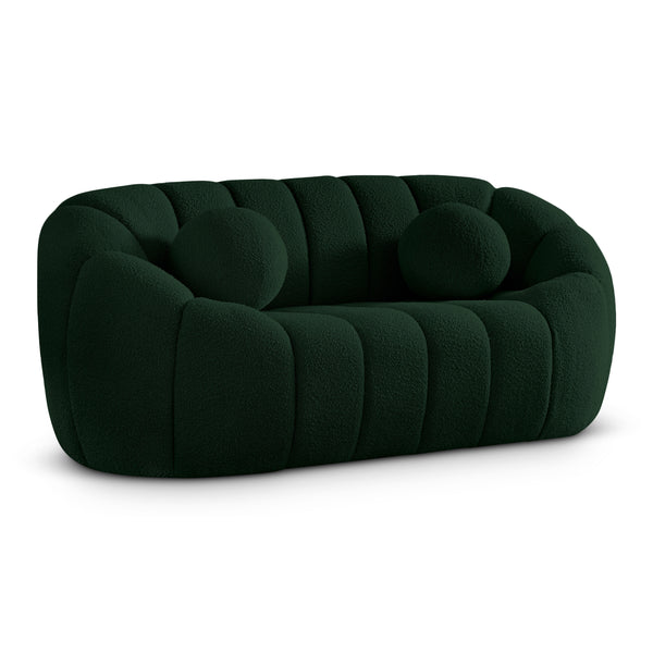 Elijah Green Boucle Fabric Loveseat