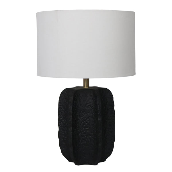 24" Textured Jagged Table Lamp, Black/white