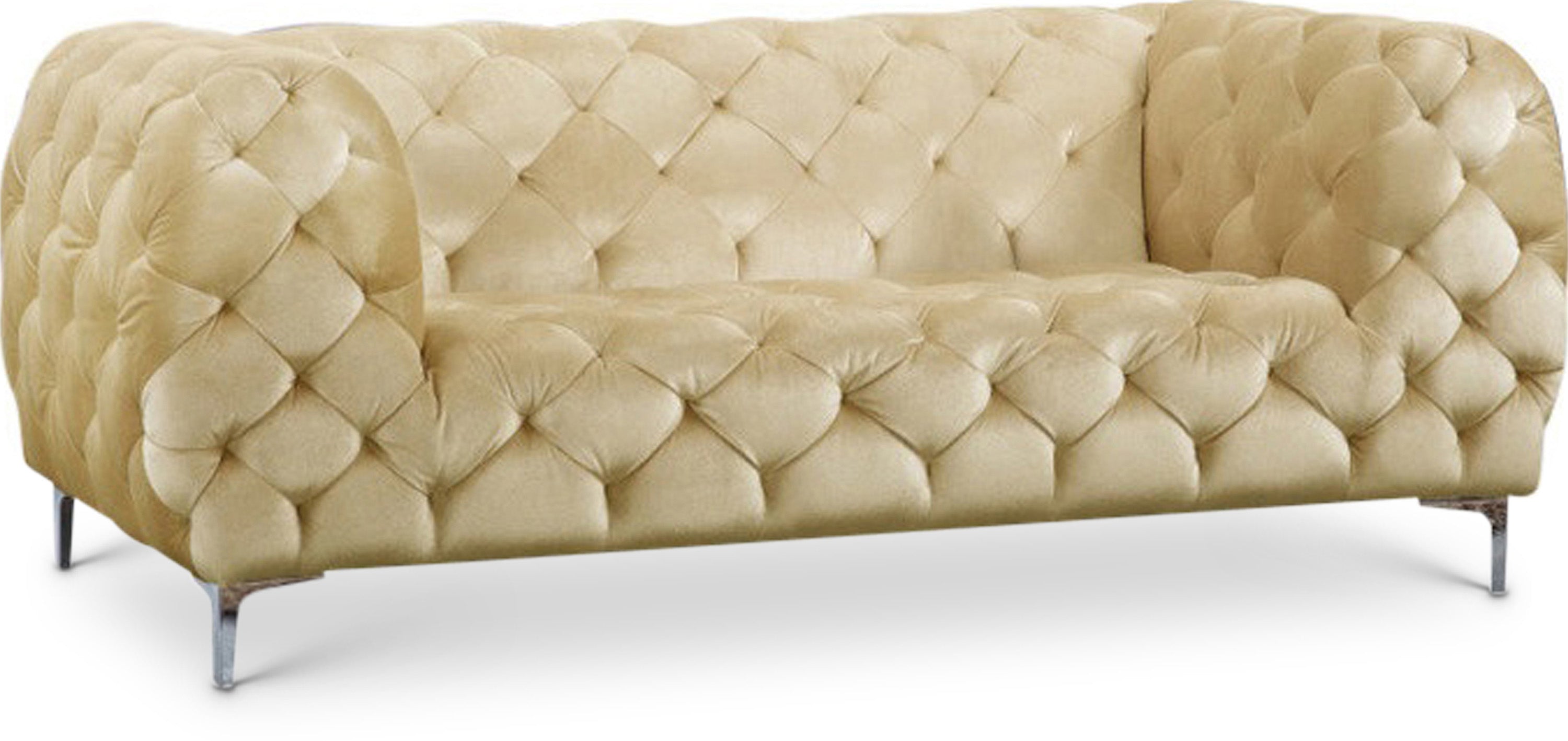 Mercer Beige Velvet Loveseat