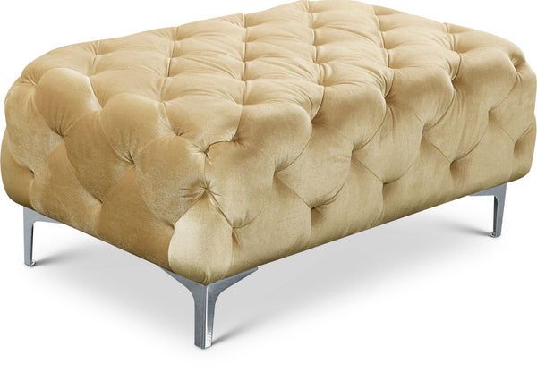 Mercer Beige Velvet Ottoman