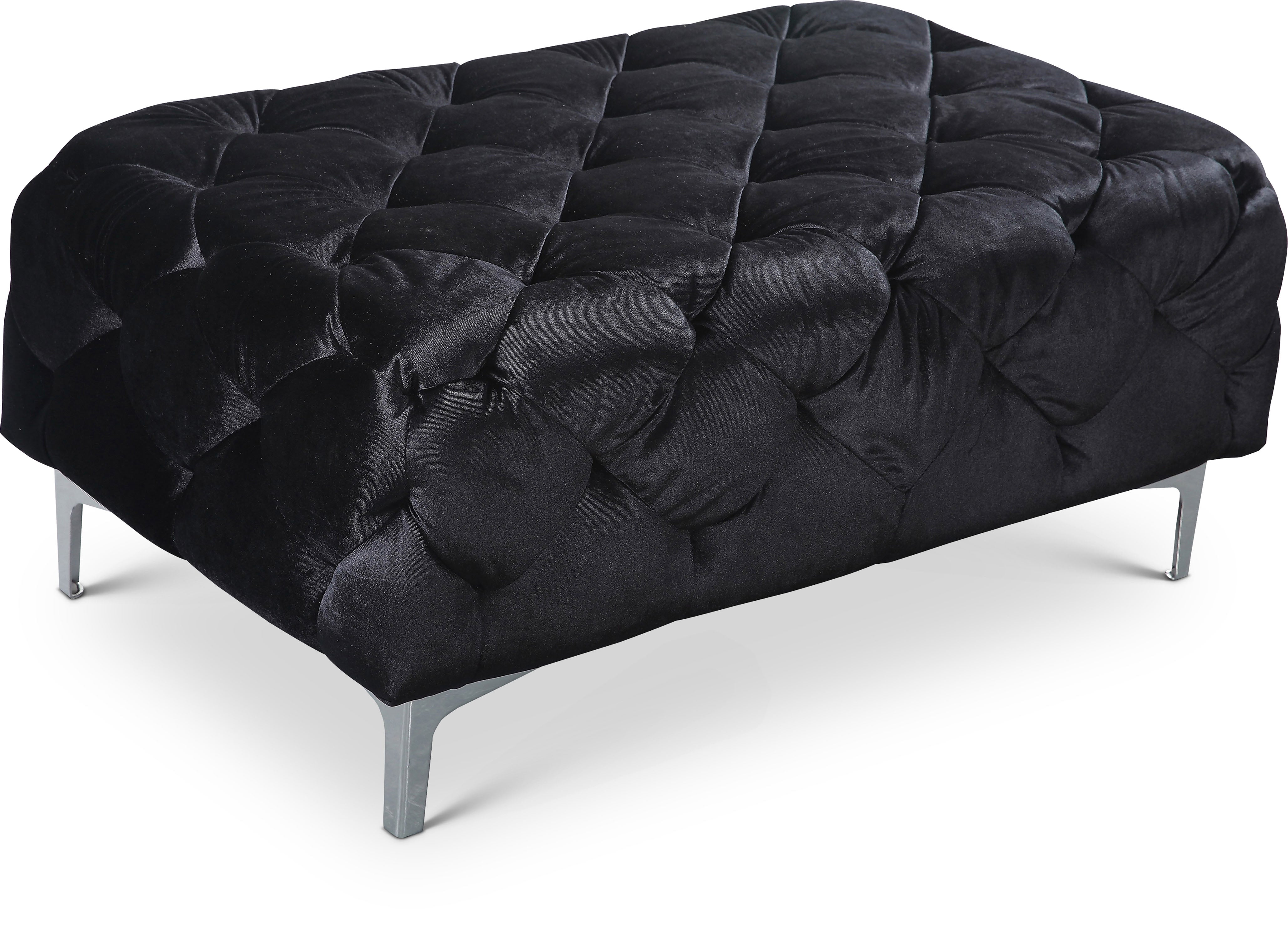 Mercer Black Velvet Ottoman