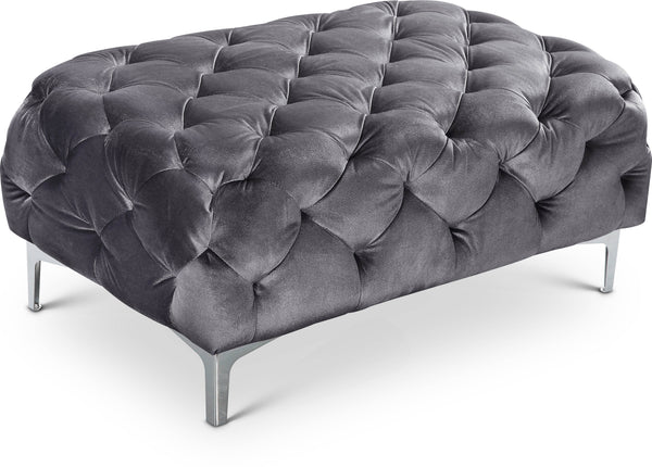 Mercer Grey Velvet Ottoman