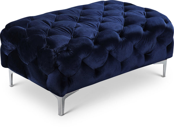 Mercer Navy Velvet Ottoman