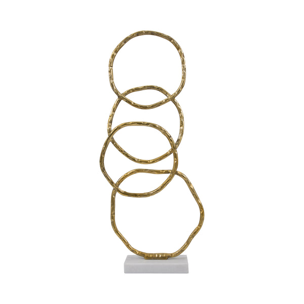 Metal, 31" Multiple Ring With Marble Base, Gold