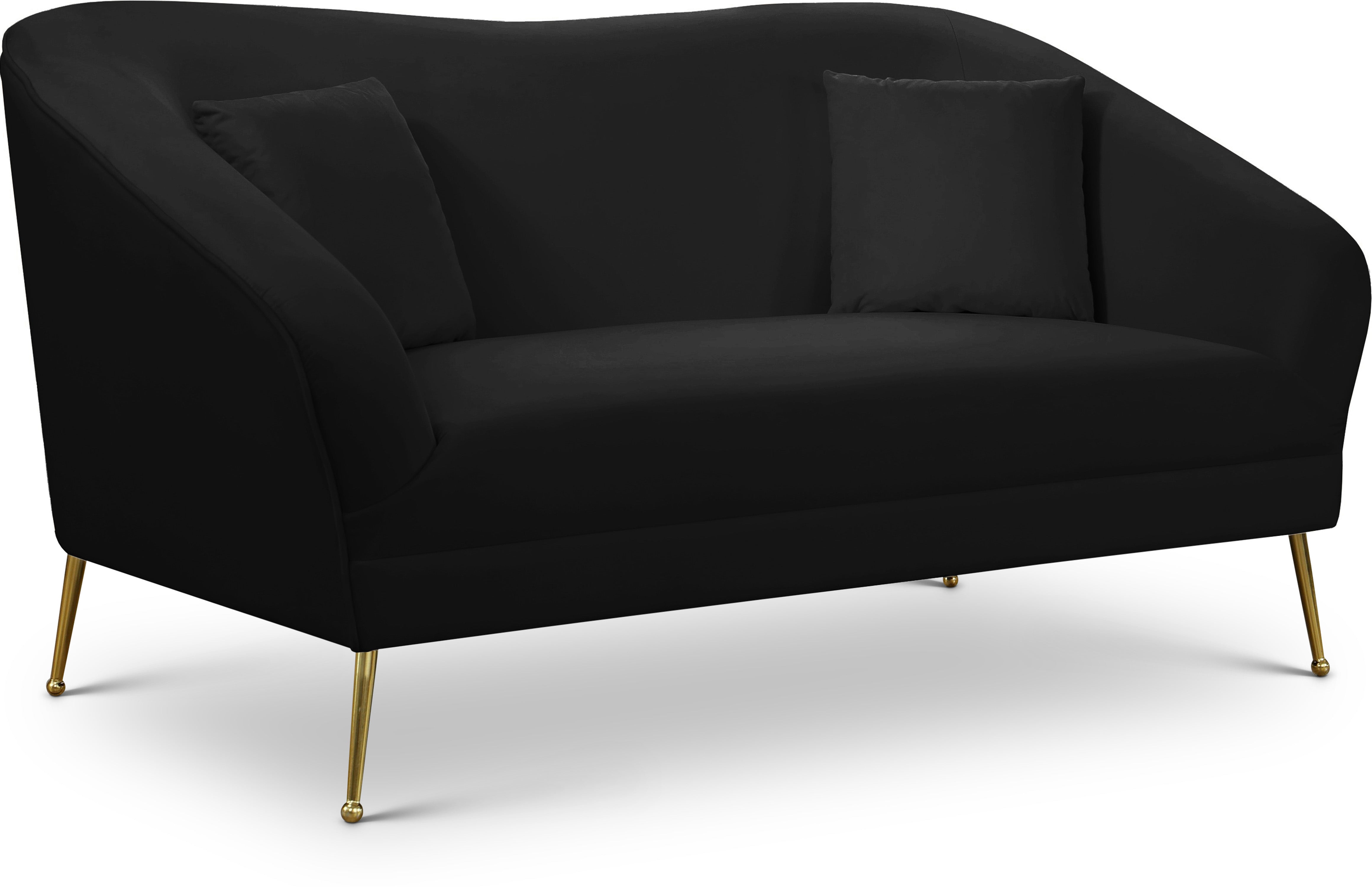 Hermosa Black Velvet Loveseat