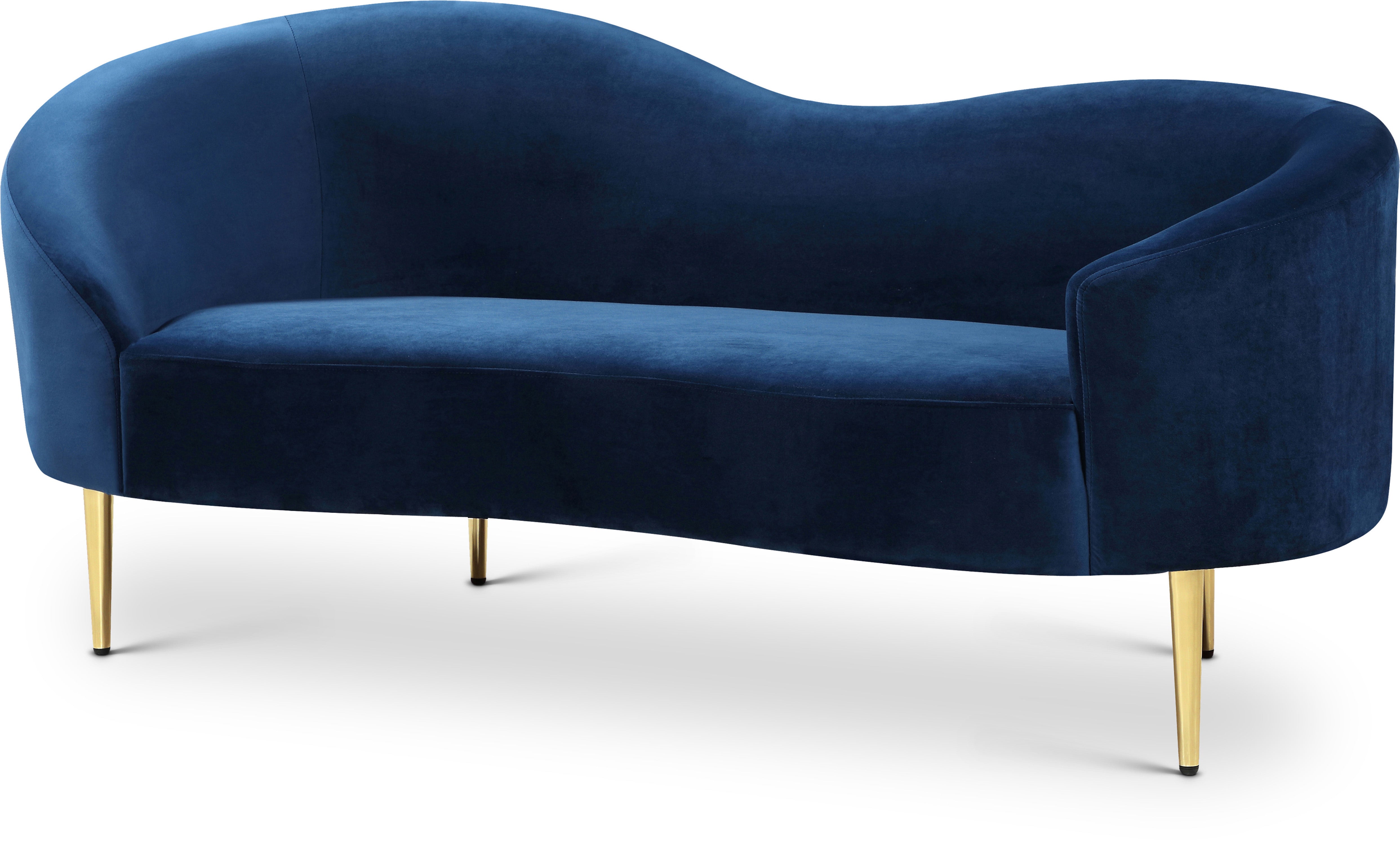 Ritz Navy Velvet Loveseat