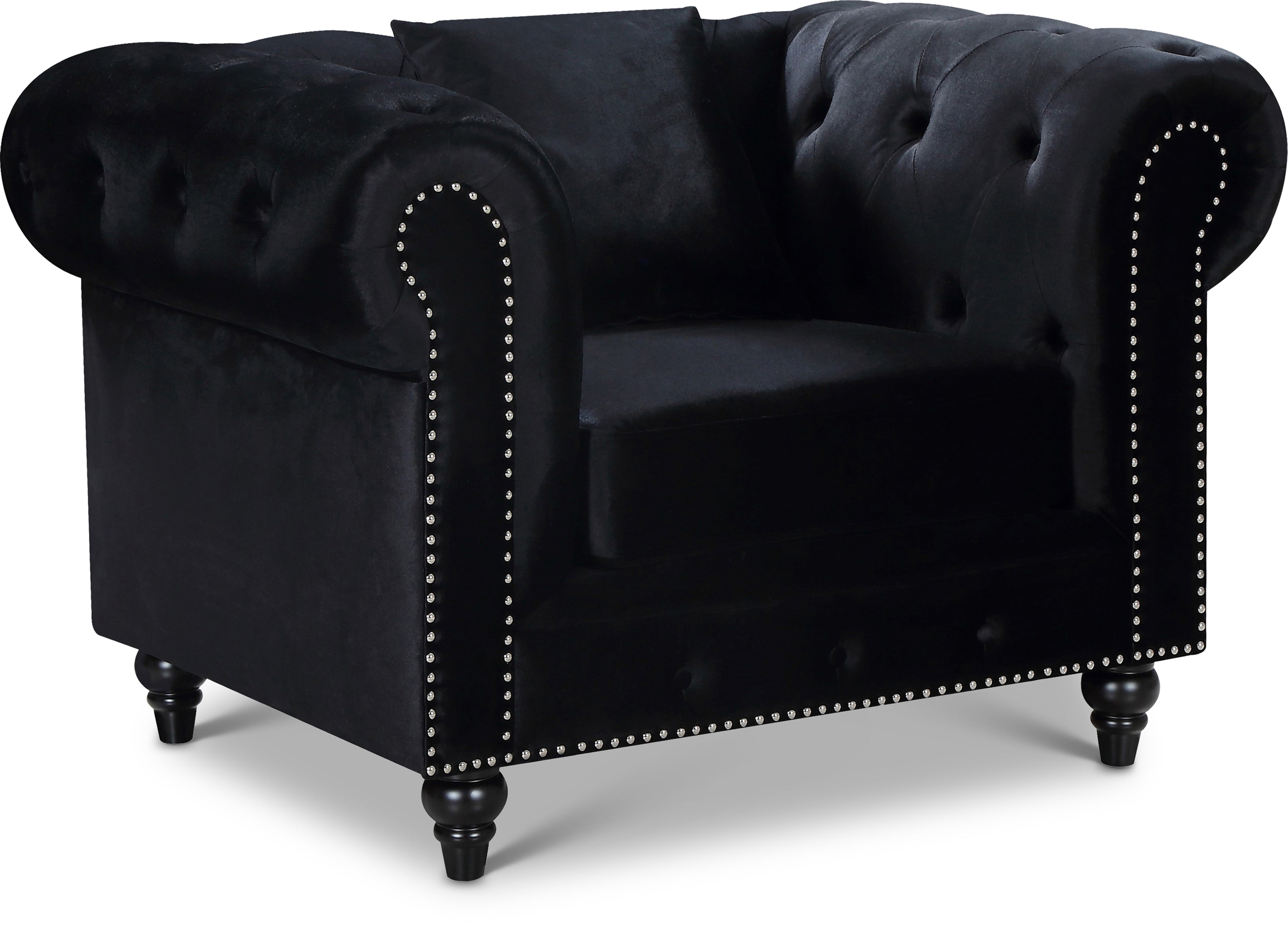 Chesterfield Black Velvet Chair